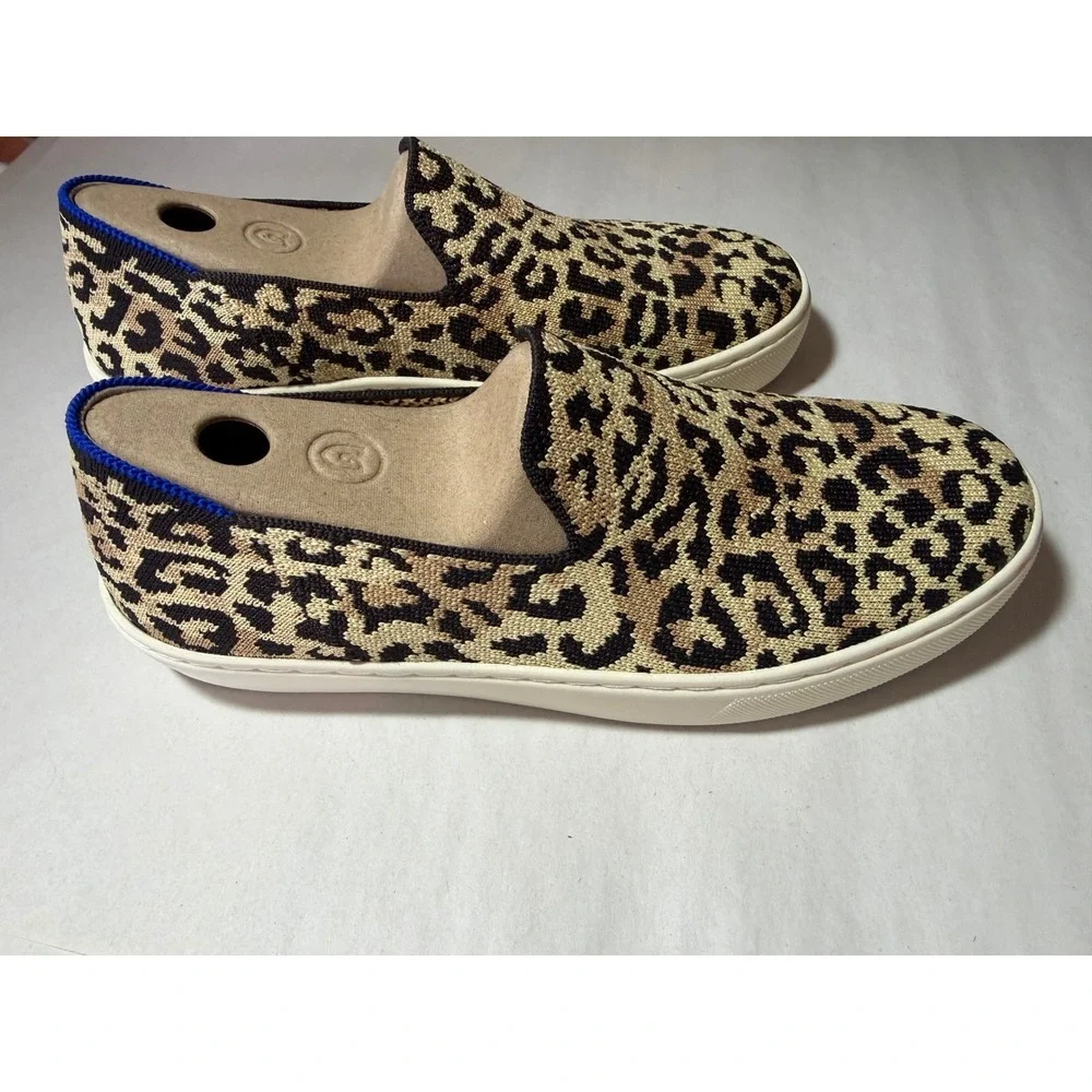 Rothys The Sneaker Camo Cat‎ Leopard Print Slip On Shoes Womens 7.5 NWT